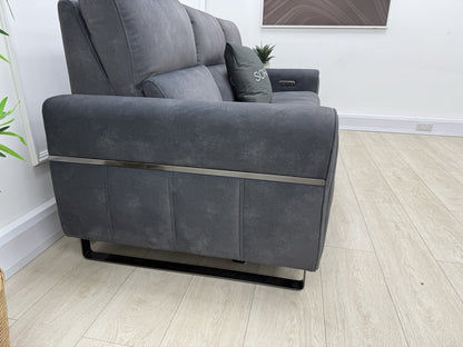 Sofology The Ravello 3 Seater Sofa Recliner/Headrest/Lumbar In Charcoal Fabric