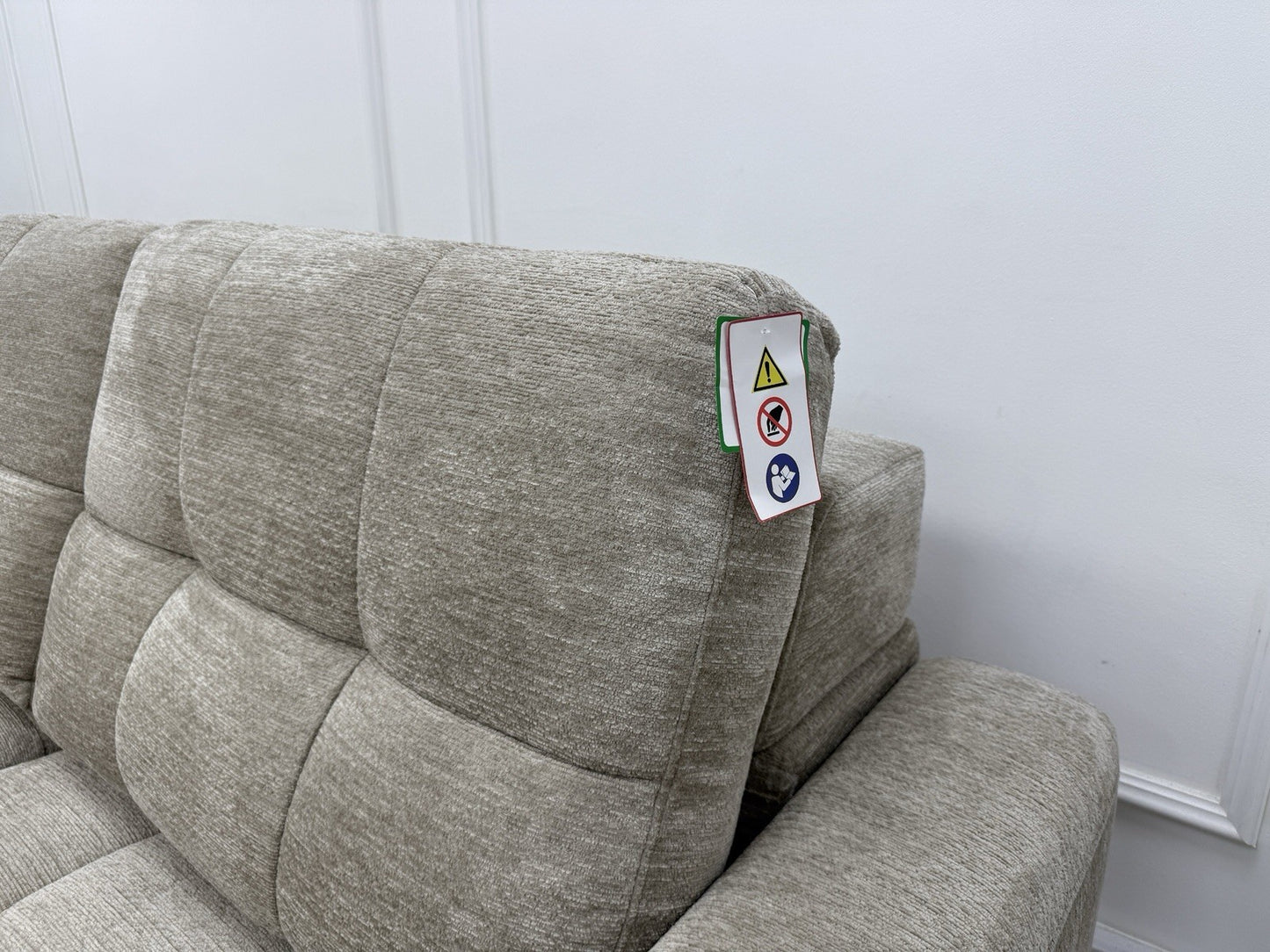 DFS Steller XL Power Recliner Chaise Sofa In Taupe Fabric
