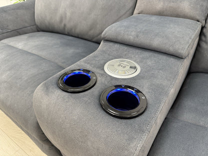 Sofology Renato 2.5 Seater Sofa Recliner Console Unit In Flecked Charcoal