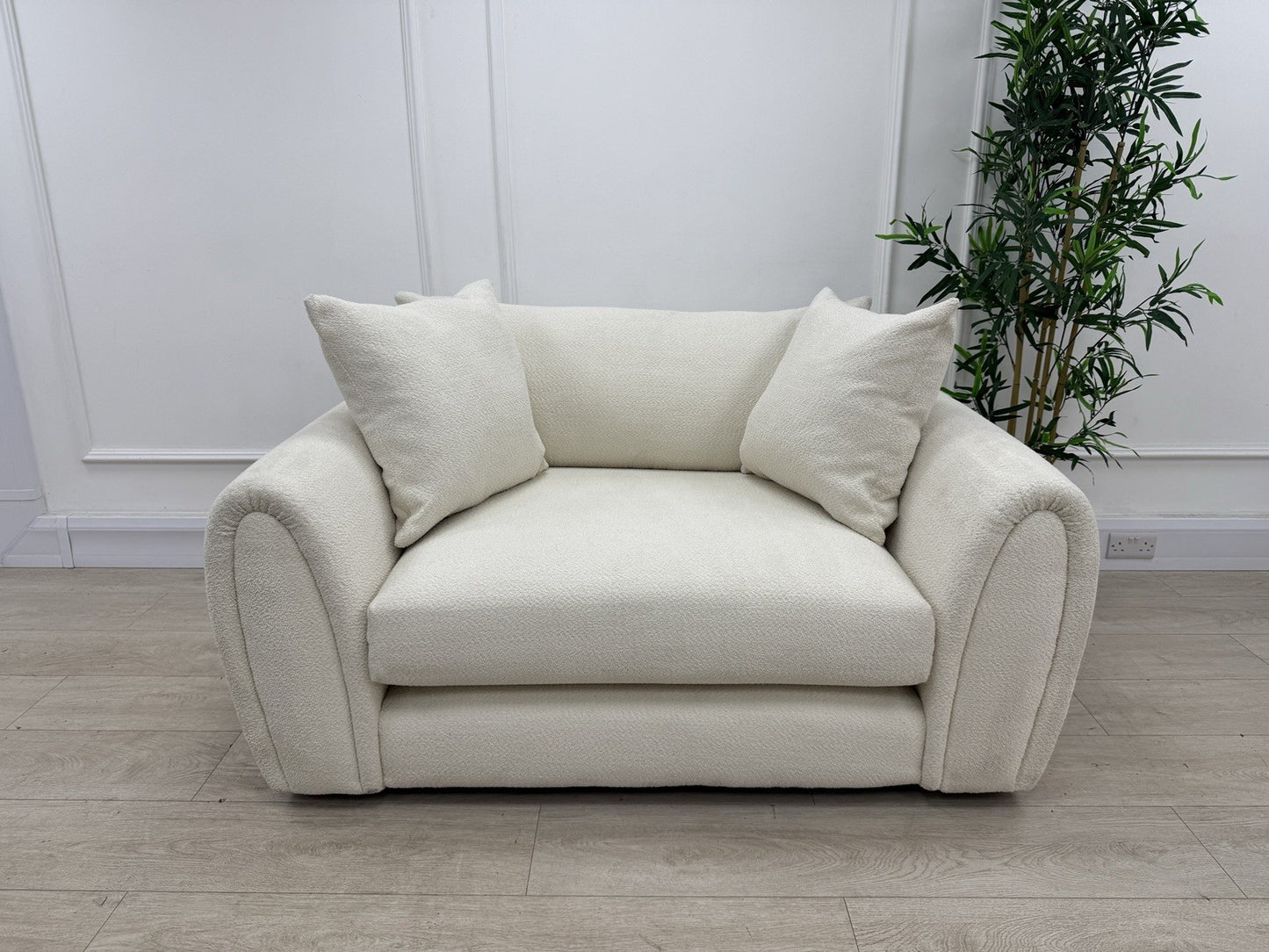 Sofology Marble Arch Loveseat Cuddle Chair In Cream Boucle Fabric