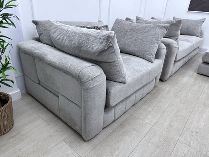 Sofology The Westwood 4 Seater Sofa, Loveseat & Footstool In Silver Chenille