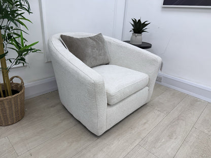 DFS Ada Accent Swivel Chair In Natural Bouclé Fabric