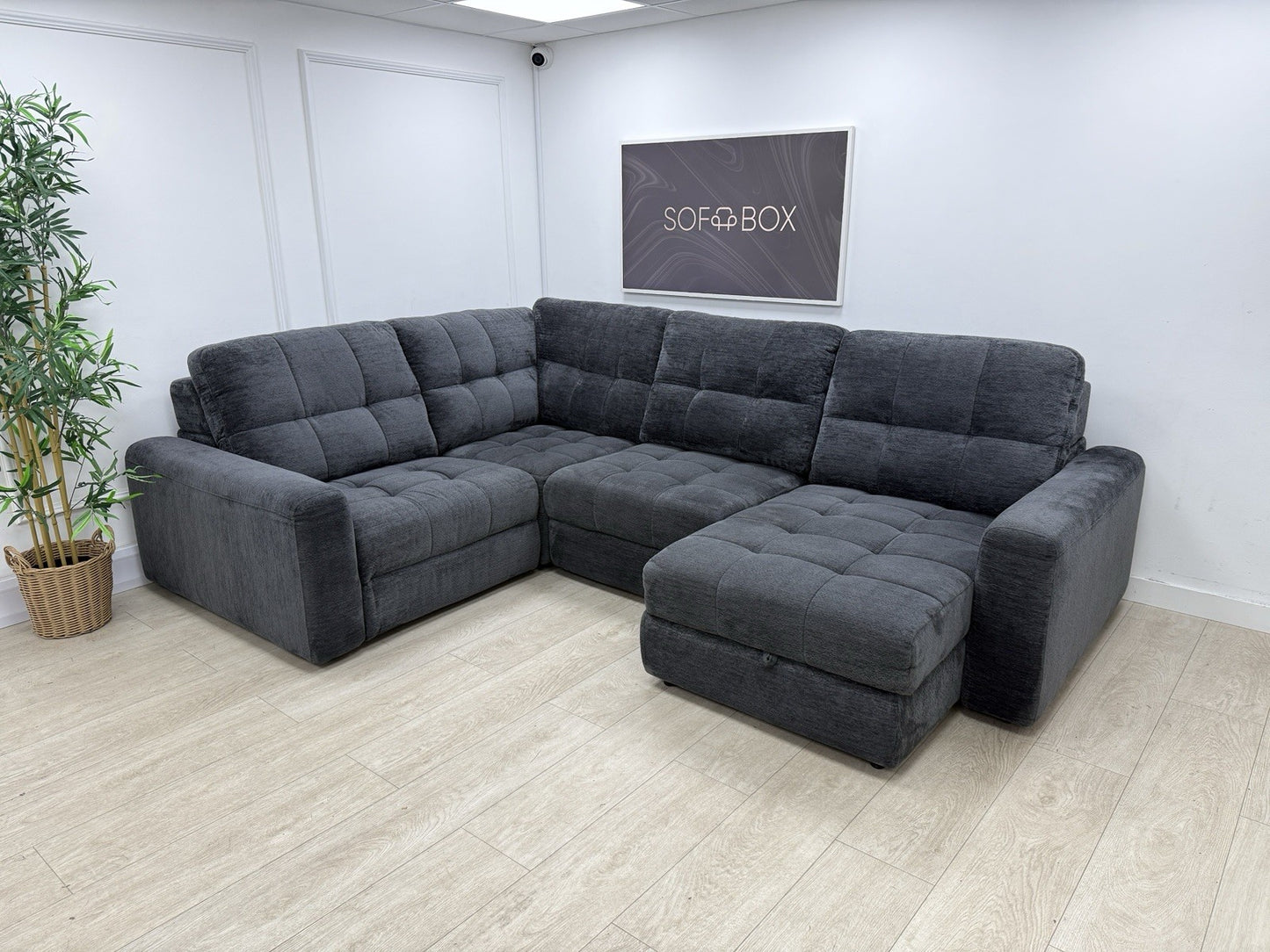 DFS Steller Power Recliner Corner Sofa In Nuova Black Fabric