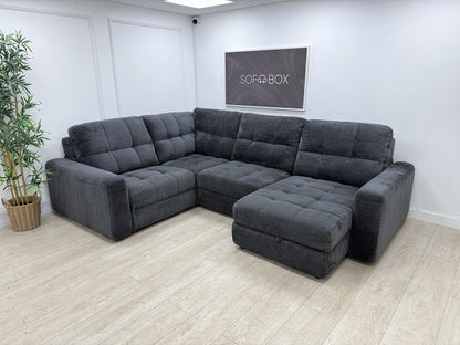 DFS Steller Power Recliner Corner Sofa In Nuova Black Fabric