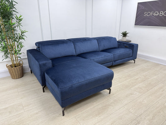 John Lewis Gradient LHF Chaise Power Recliner Sofa In Navy Chenille