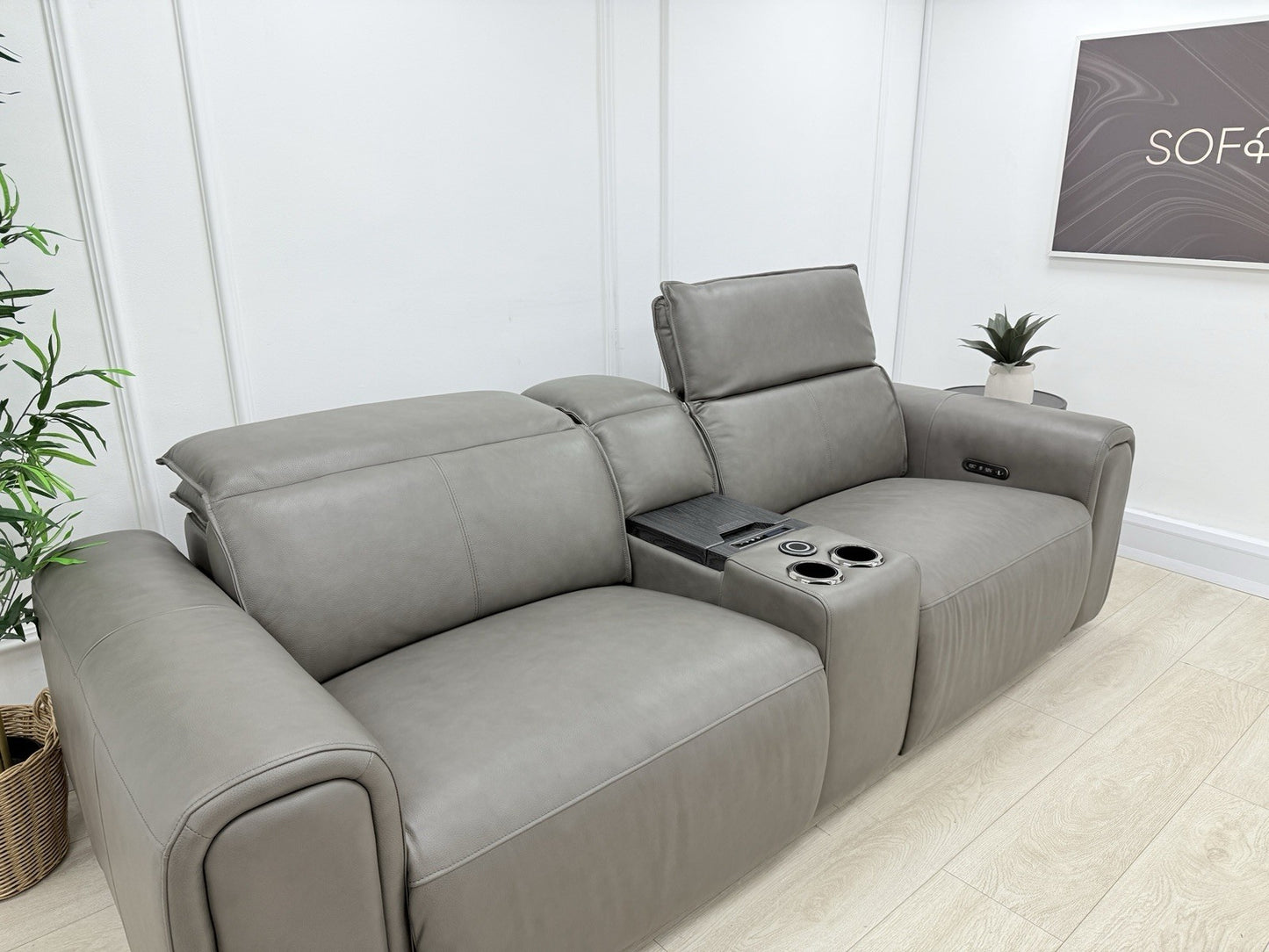 Sofology Premiere 2.5 Seater Power Recliner Sofa In Grey Leather