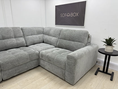 DFS Steller Corner Sofa & Footstool In Mist Grey