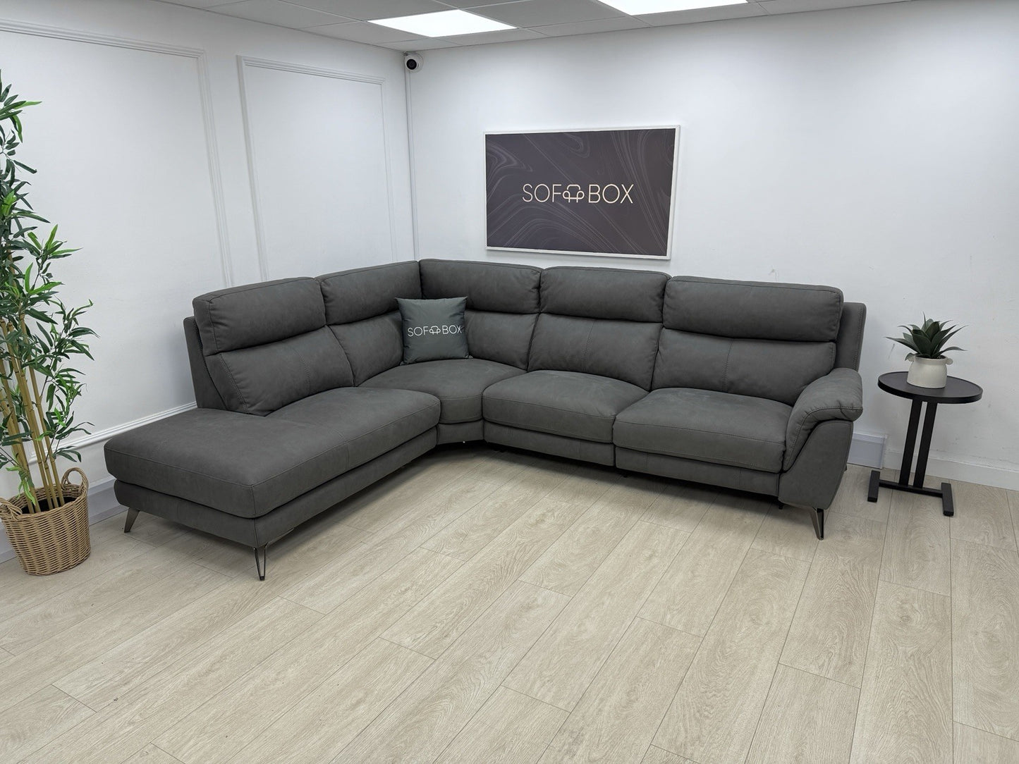 Furniture Village Contempo Power Recliner Corner Sofa In Charcoal Grey