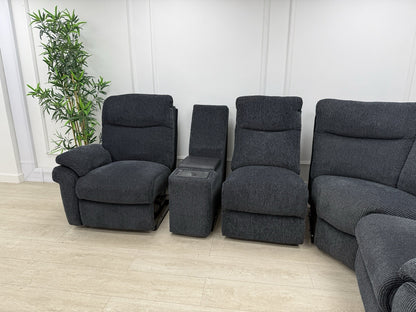 La-Z-Boy New Tamla Power/Headrest/Lumbar Corner Sofa & Console Unit In Black