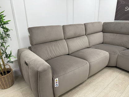 DFS Lauder Power Recliner Corner Sofa In Taupe Velvet Fabric