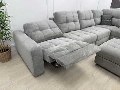 DFS Steller Corner Sofa & Footstool In Mist Grey