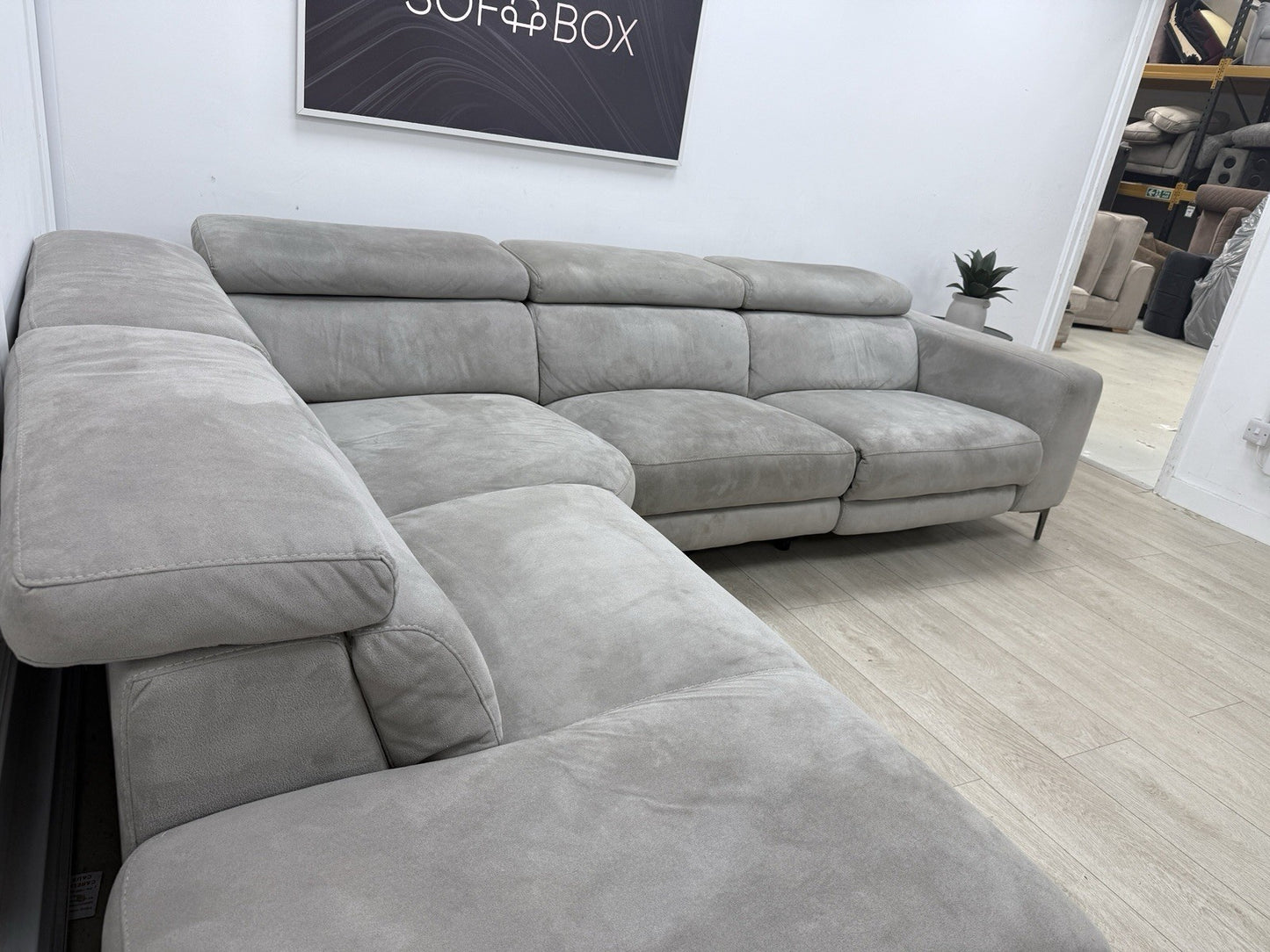Fishpools Bella Power Recliner Corner Sofa & Amalfi Swivel Chair Set Dove Grey