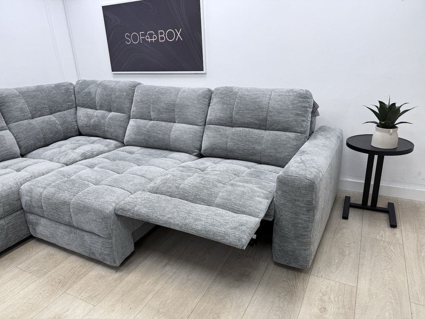 DFS Steller Power Slider Corner Sofa In Mist Grey