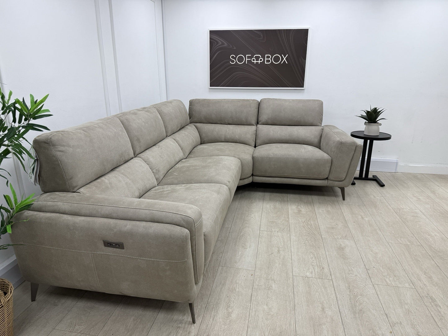 DFS San Mateo Power Recliner Corner Sofa In Arizona Stone Fabric
