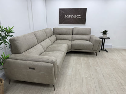 DFS San Mateo Power Recliner Corner Sofa In Arizona Stone Fabric