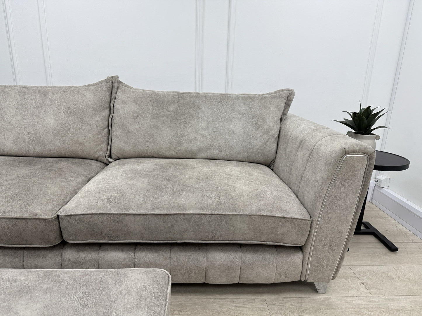 DFS Cherished 4 Seater Grande Sofa & Footstool In Oatmeal