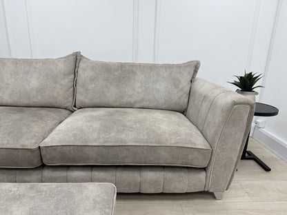 DFS Cherished 4 Seater Grande Sofa & Footstool In Oatmeal