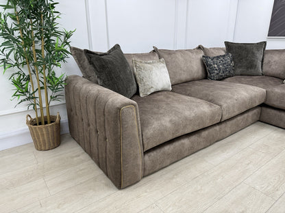 DFS Devine Left Hand Facing Corner Sofa In Chocolate Combination