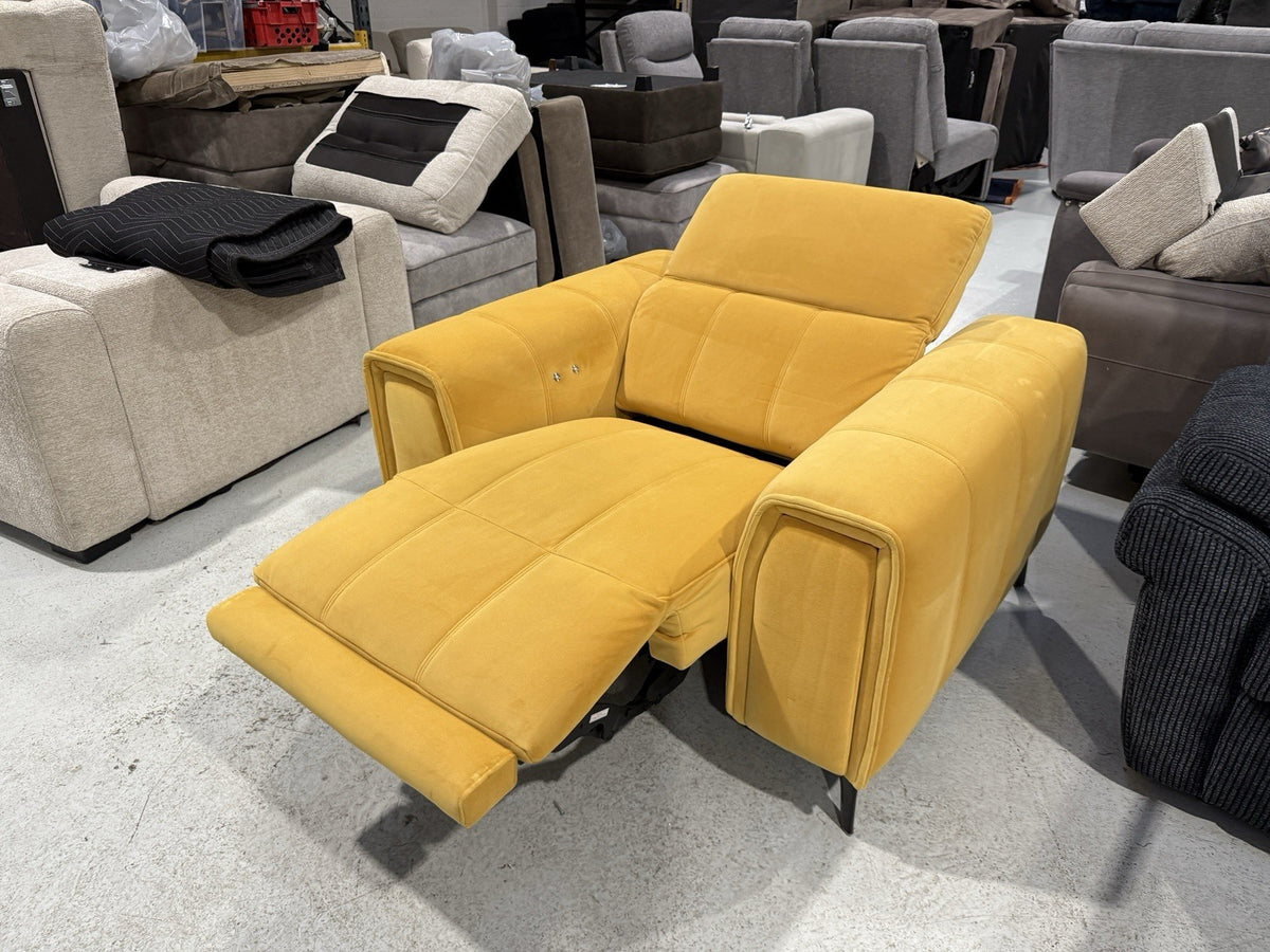 DFS Torren Power Storage Arm Recliner Chair In Mustard