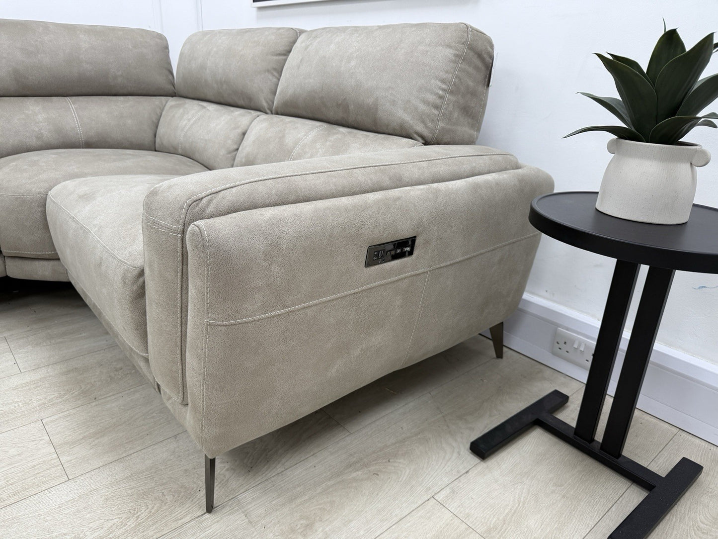 DFS San Mateo Power Recliner Corner Sofa In Arizona Stone Fabric