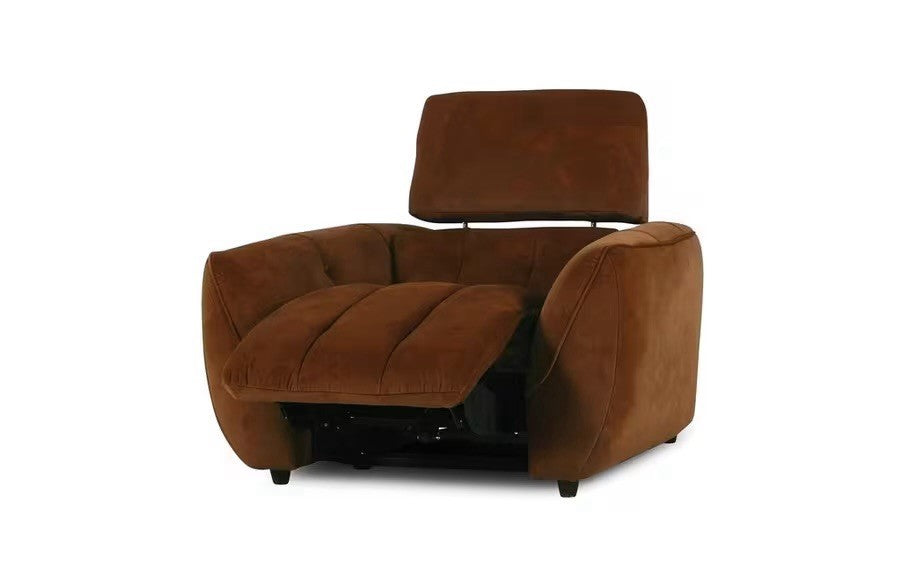DFS Elektra Power Recliner Sofa, Armchair & Footstool Set In Burnt Orange