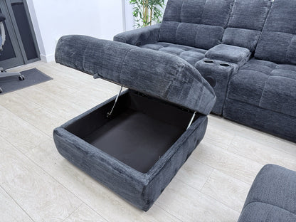 DFS Steller Power Recliner Slider Corner Sofa In Black Fabric