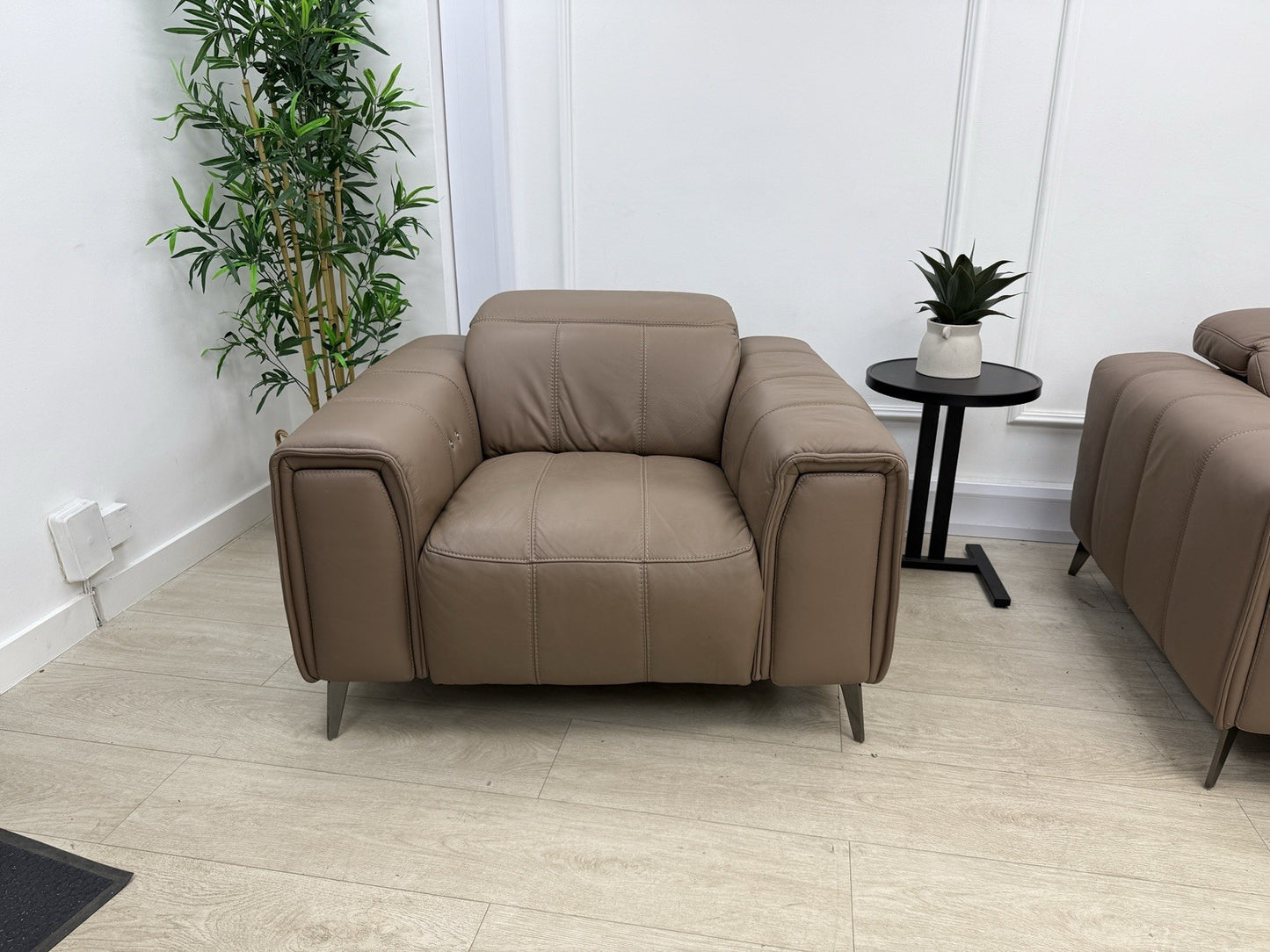 DFS Torren 3 Seater Power Recliner Sofa & Chair Set In Borelli Fawn Leather