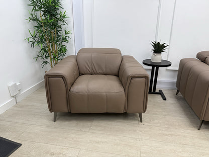 DFS Torren 3 Seater Power Recliner Sofa & Chair Set In Borelli Fawn Leather