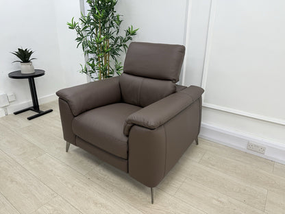 DFS New Tahiti Heated and Memory Power Recliner Chair In Brownie Borelli Leather