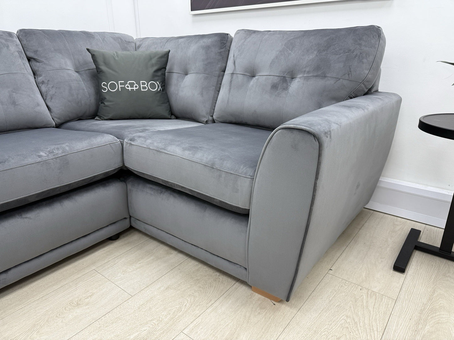 DFS Kian Corner Sofa In Grey Velvet