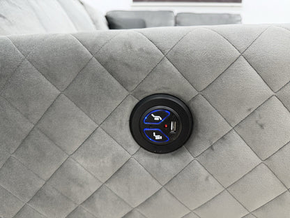 DFS Orka Velvet Power Recliner Corner Sofa In Grey