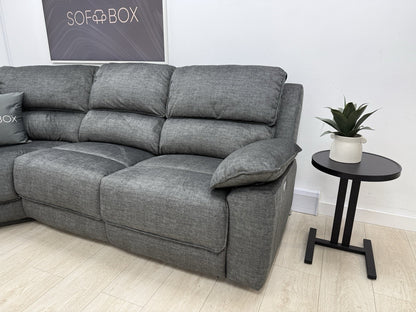 Oak Furnitureland Goodwood Power Recliner Corner Sofa In Plush Charcoal Fabric