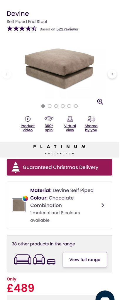 DFS Devine Footstool In Chocolate Fabric