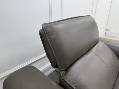 Sofology Premiere Power Recliner Love Seat In Trusty Embossed Leather Grey