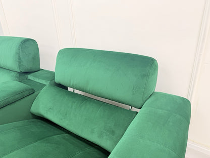 DFS Showcase 3 Seater Power Recliner Cinema Sofa In Emerald Green Fabric