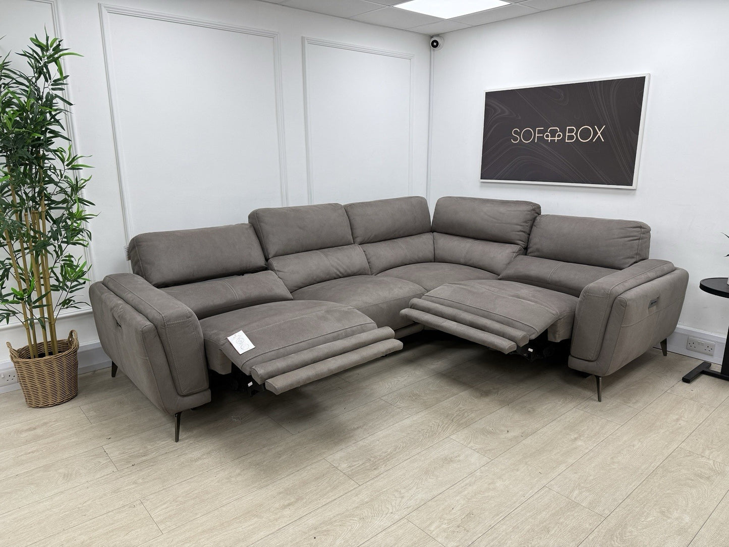 DFS San Mateo Power Recliner Corner Sofa In Arizona Pewter Fabric