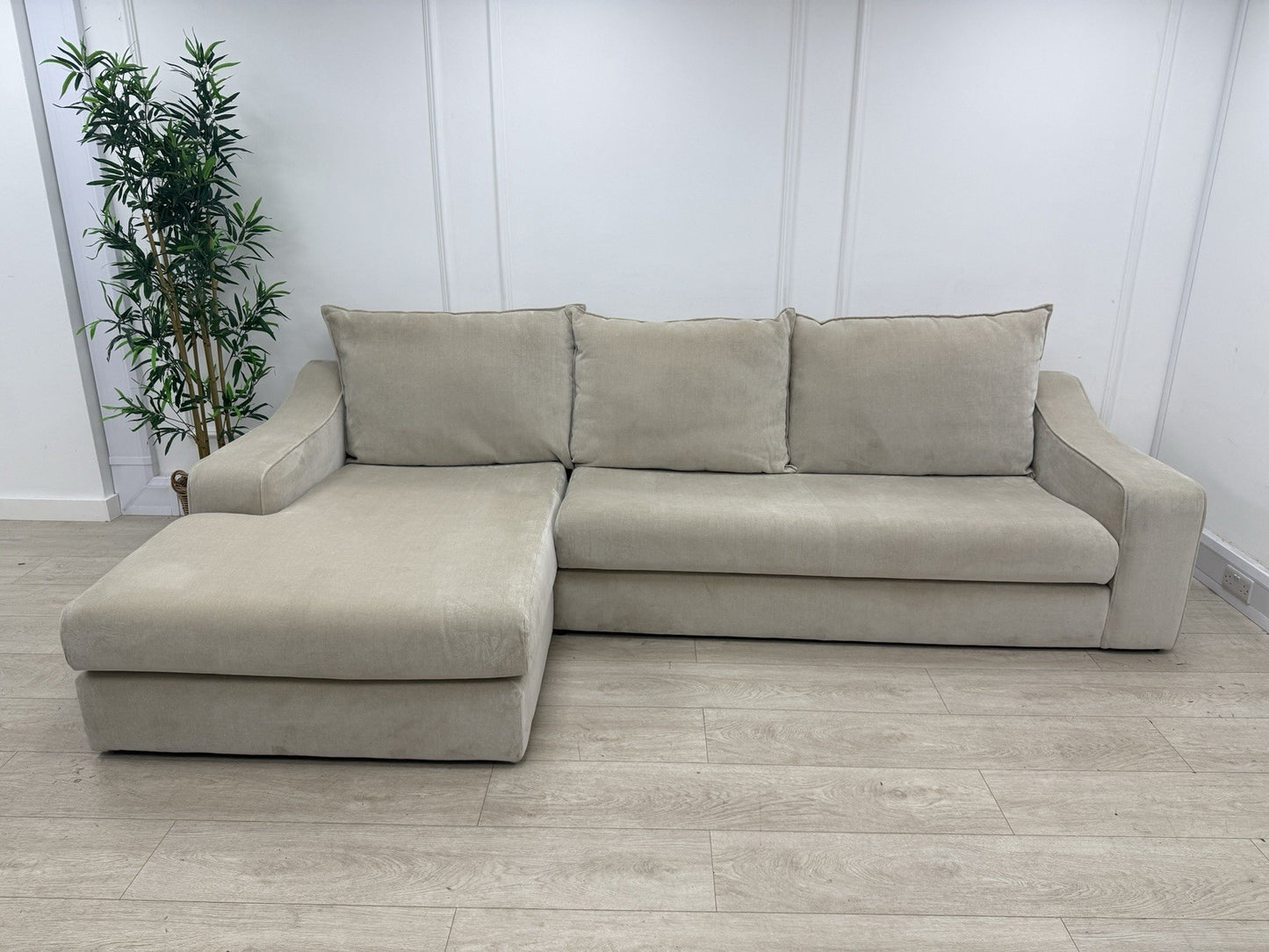 DFS Maura Left Hand Facing Large Chaise Sofa In Natural Fabric