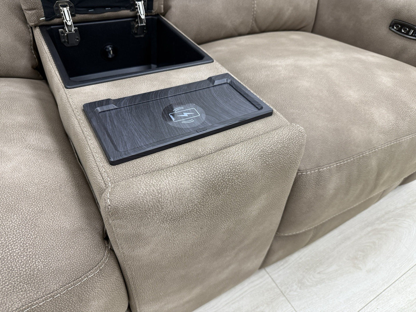 Furniture Village Nixon 2 Seater Power Recliner Sofa In Caramel Fabric