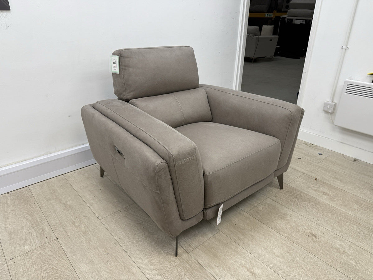 DFS San Mateo Power Recliner Armchair In Pewter Fabric