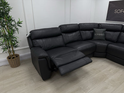DFS Ronan Leather 4x Power Recliner Corner Sofa In Grey