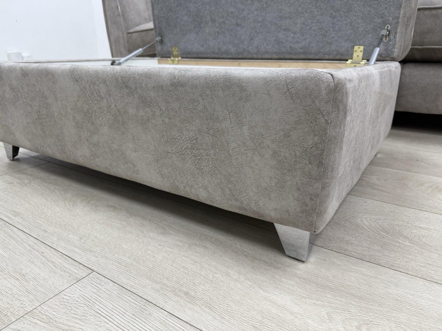 DFS Cherished 4 Seater Grande Sofa & Footstool In Oatmeal