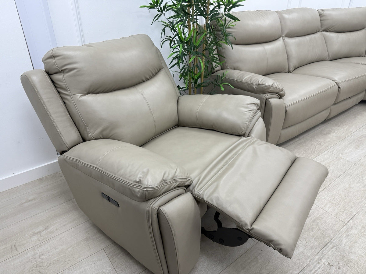 DFS Trek Power Recliner Chair In Taupe Leather