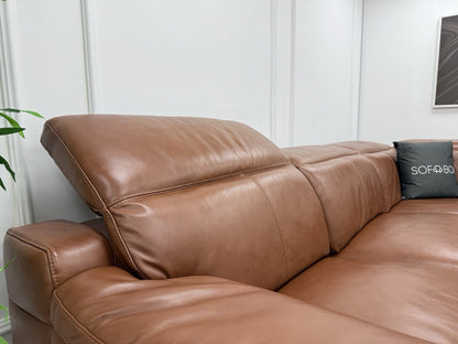 Sofology Laurence Power Recliner Corner Sofa In Tan Leather