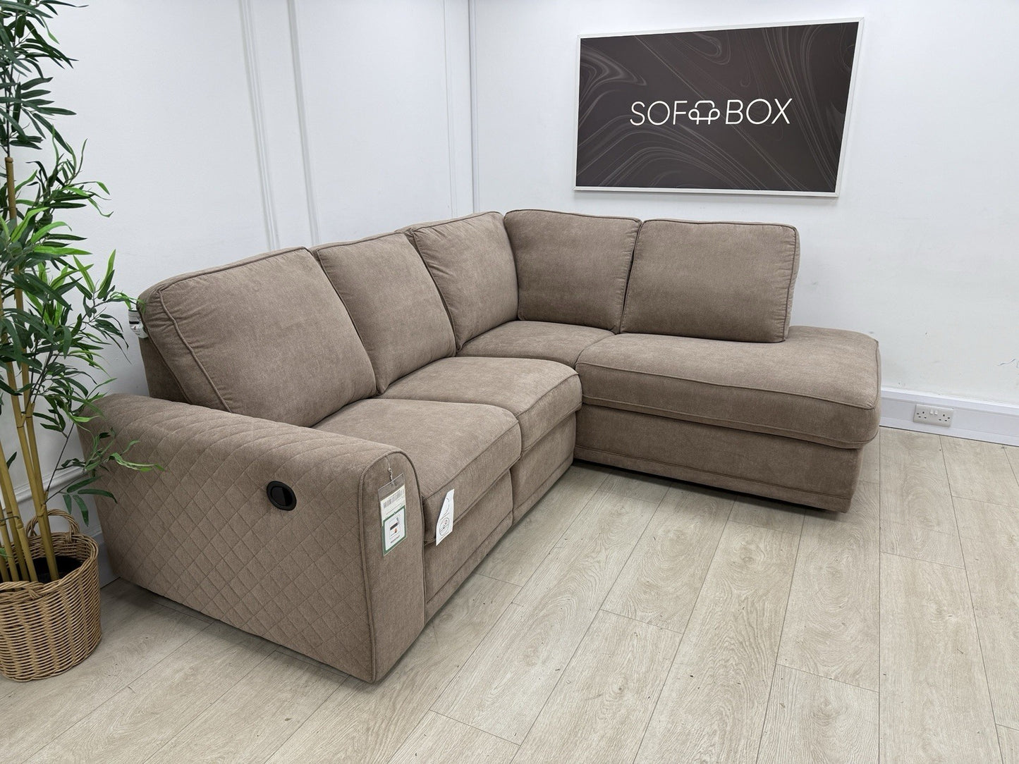 DFS Orka Manual Recliner Corner Sofa In Mocha Fabric
