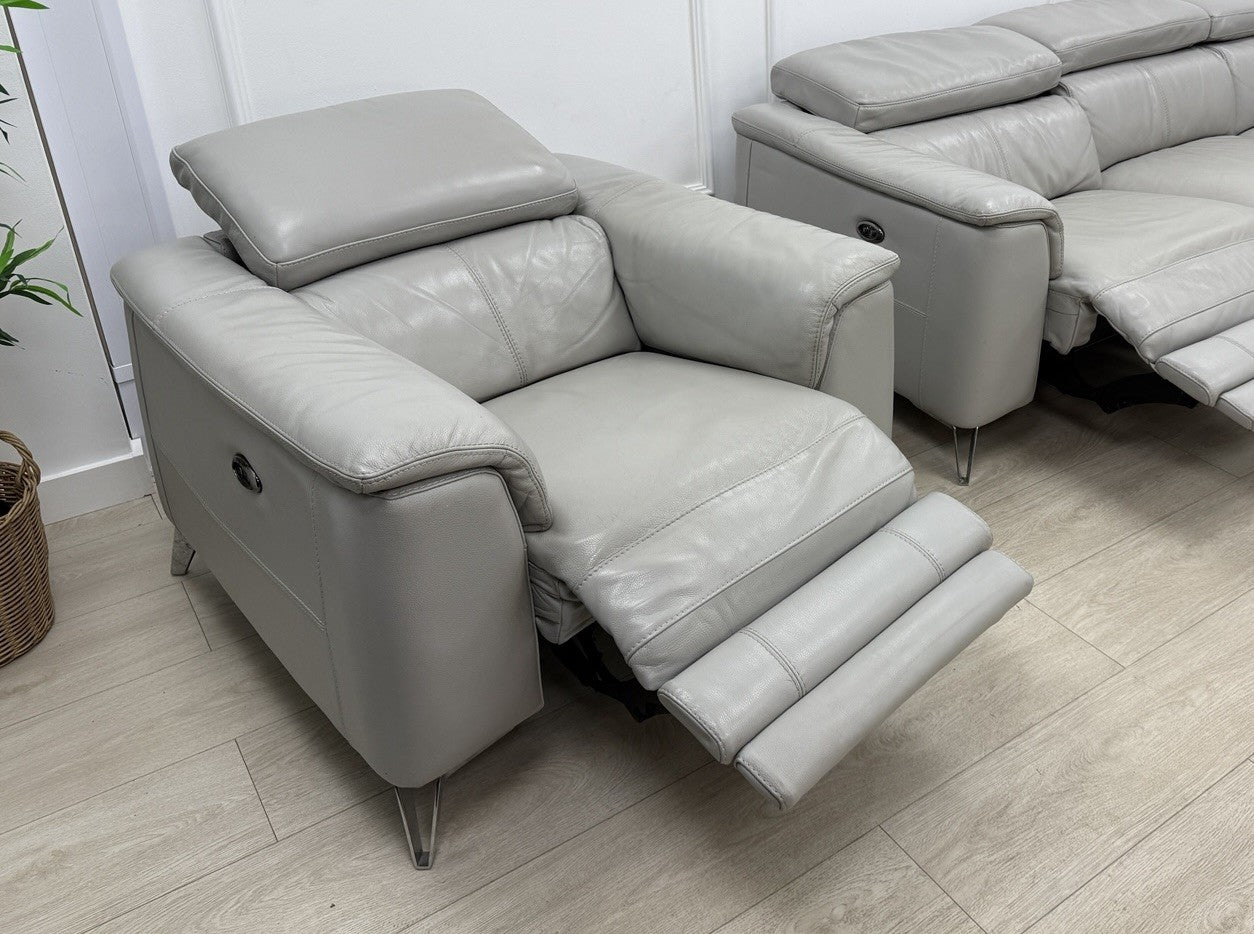 DFS Tahiti Power Recliner Armchair In Light Grey Leather