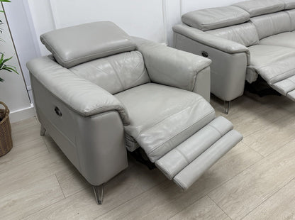 DFS Tahiti Power Recliner Armchair In Light Grey Leather