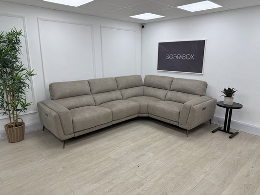 DFS San Mateo Power Recliner Corner Sofa In Arizona Stone Fabric
