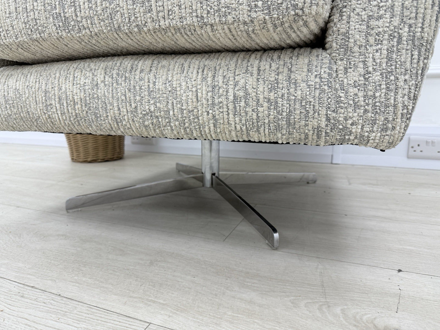 Sofology Bartello Fabric Accent Swivel Chair in Chunky Boucle Fabric