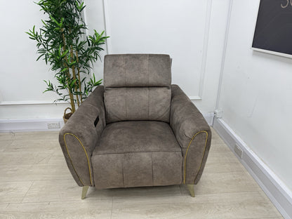 DFS Lidia Power Recliner Chair In Mayson Truffle Fabric