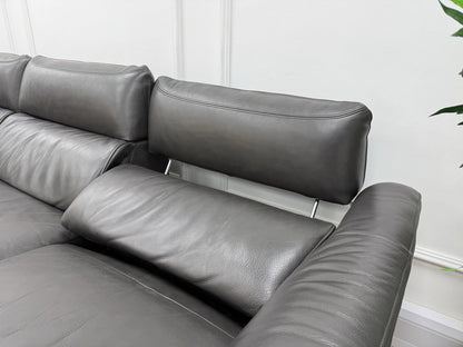 Sofology The Missouri 3 Seater Chaise Sofa & Footstool Set In Charcoal Leather